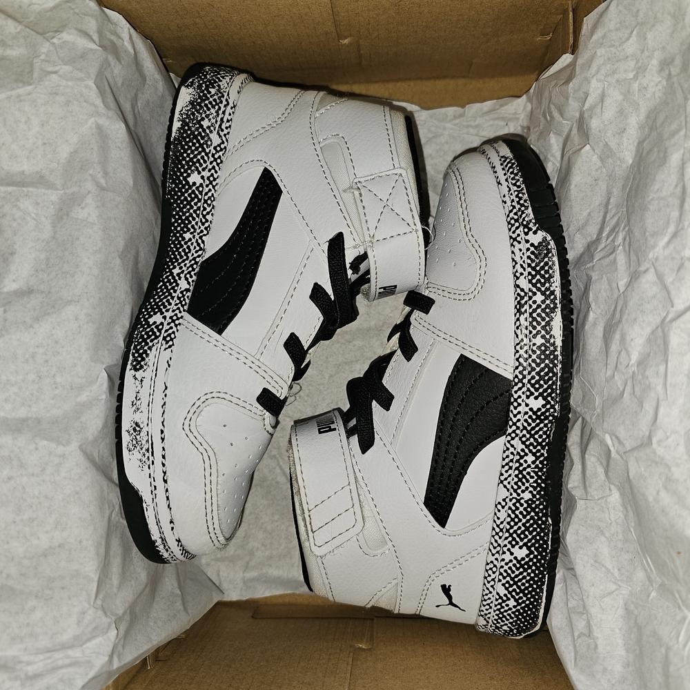 Kids White and Black High-Top Sneakers